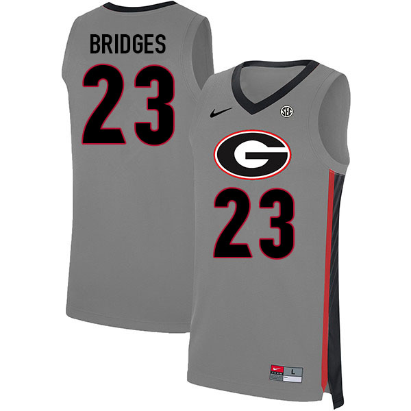 Men #23 Braelen Bridges Georgia Bulldogs College Basketball Jerseys Sale-Gray